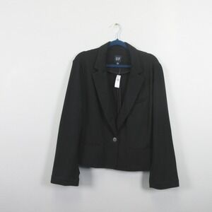 GAP Womens Ponte Black Blazer Jacket XL Oversized Button Front Office Vietnam
